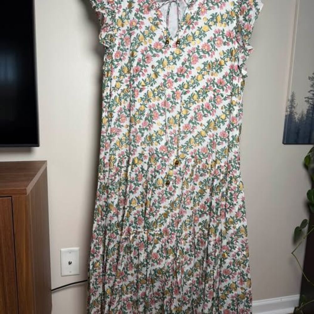 Oliphant Ruffle Sleeveless XXL Floral Tiered Maxi Dress